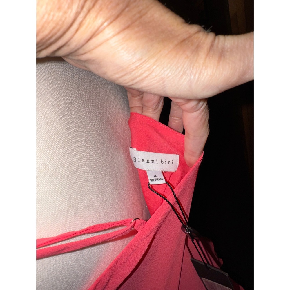 Gianni Bini Hot Pink Ruffled Mini Dress with Rosette - Picture 4 of 8